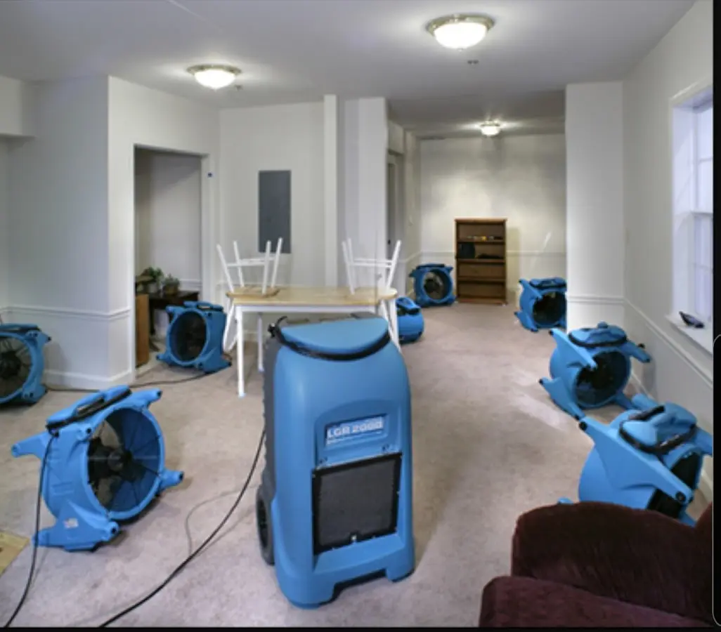 Air movers and dehumidifier setup for Water Extraction & Removal in Newman